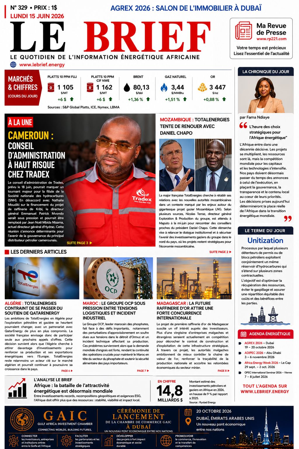 🔴À la UNE LE BRIEF | Lundi 15 Juin 2026