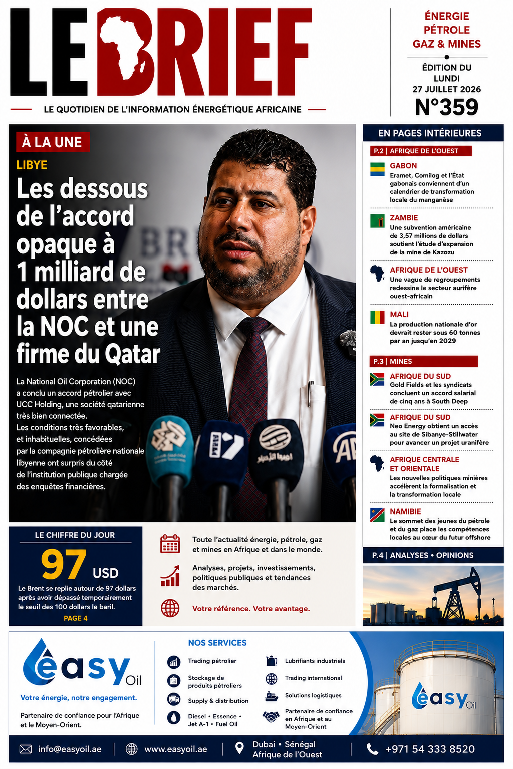 🔴À la UNE LE BRIEF | Lundi 27 Juillet 2026
