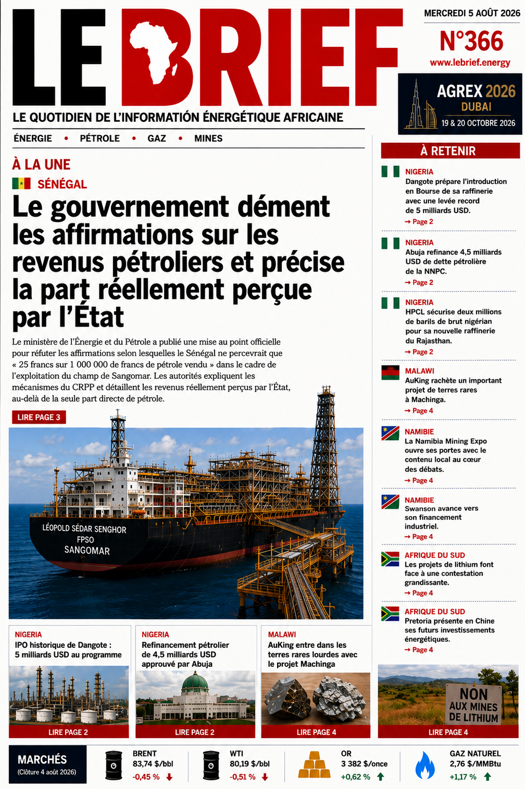 🔴À la UNE LE BRIEF | Mercredi 05 Août 2026