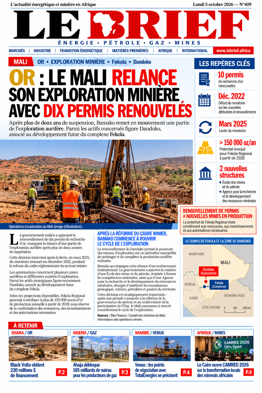 À la UNE LE BRIEF | lundi 05 octobre 2026