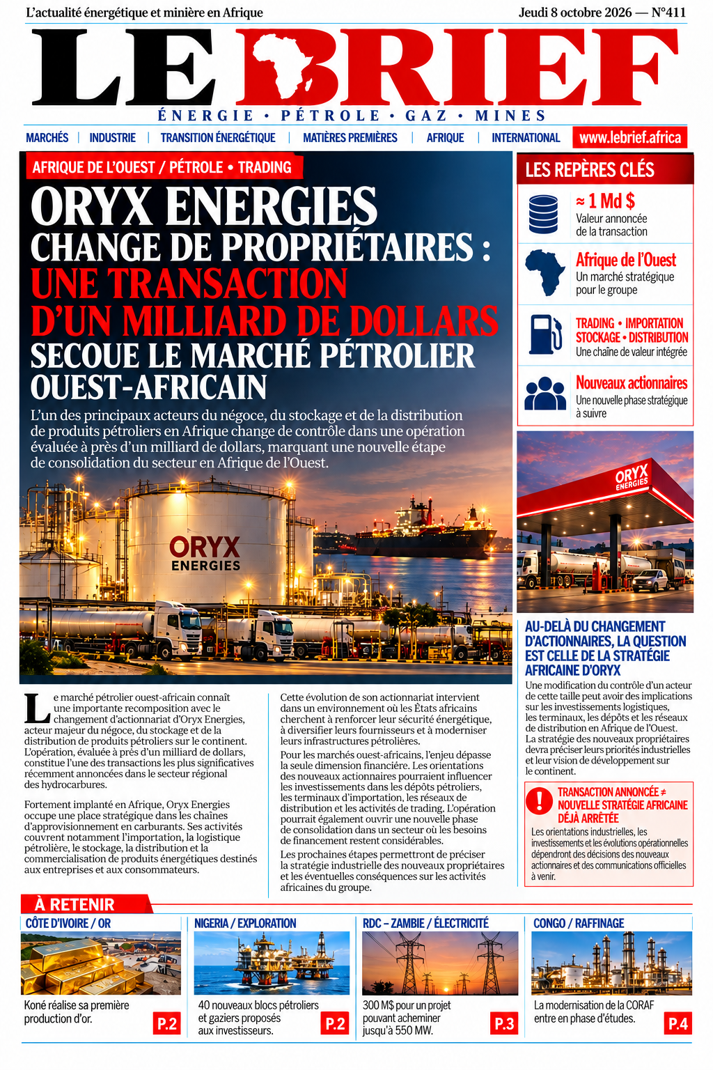À la UNE LE BRIEF | jeudi 08 octobre 2026